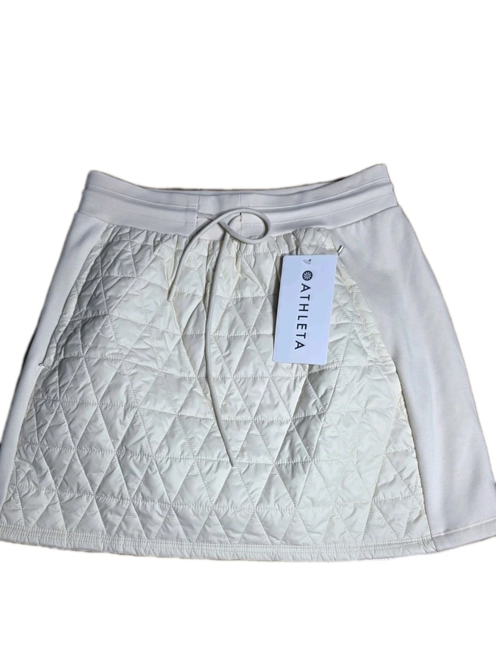 Athleta Cream Colored Quilted A-Line Drawstring Skirt